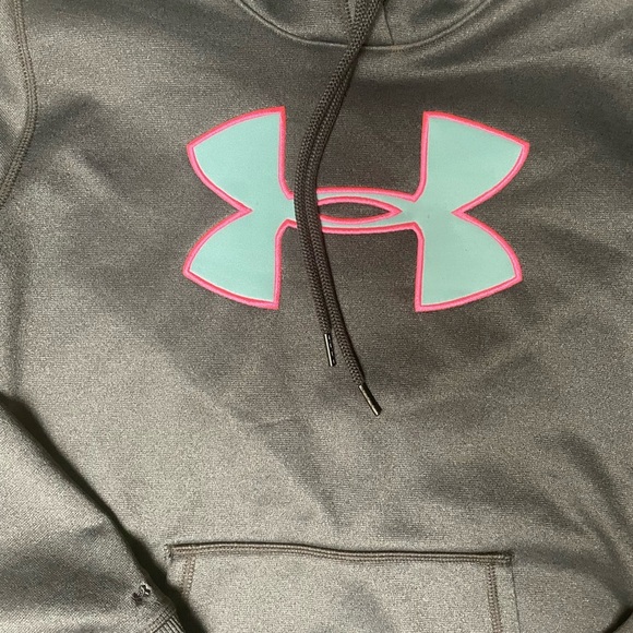 Under Armour Charcoal Hoodie with Aqua and Pink Accents - Picture 2 of 5